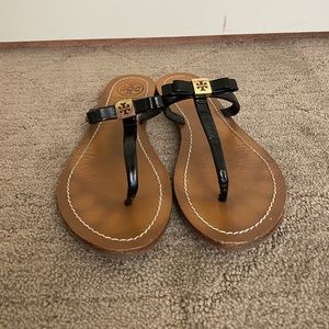 Tory Burch Black Patent T-Strap Sandal